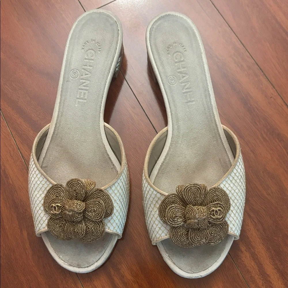Chanel Size 38.5 Interlocking CC Logo Slides